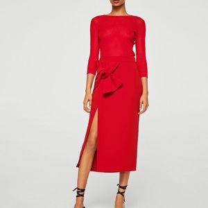 Mango Red Decorative Knot Skirt